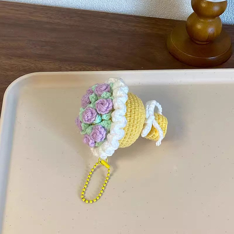 Mini bouquets, handmade crochet and knitted keychains, birthday gifts