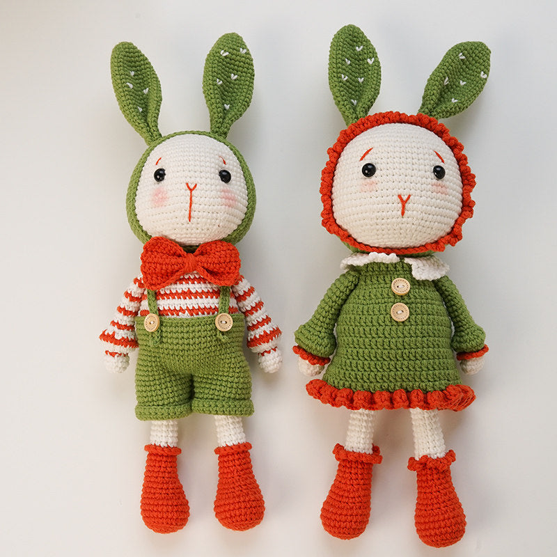 DIY Crochet Doll Kit Handmade Gift Yarn Doll Couple Rabbit for friend family