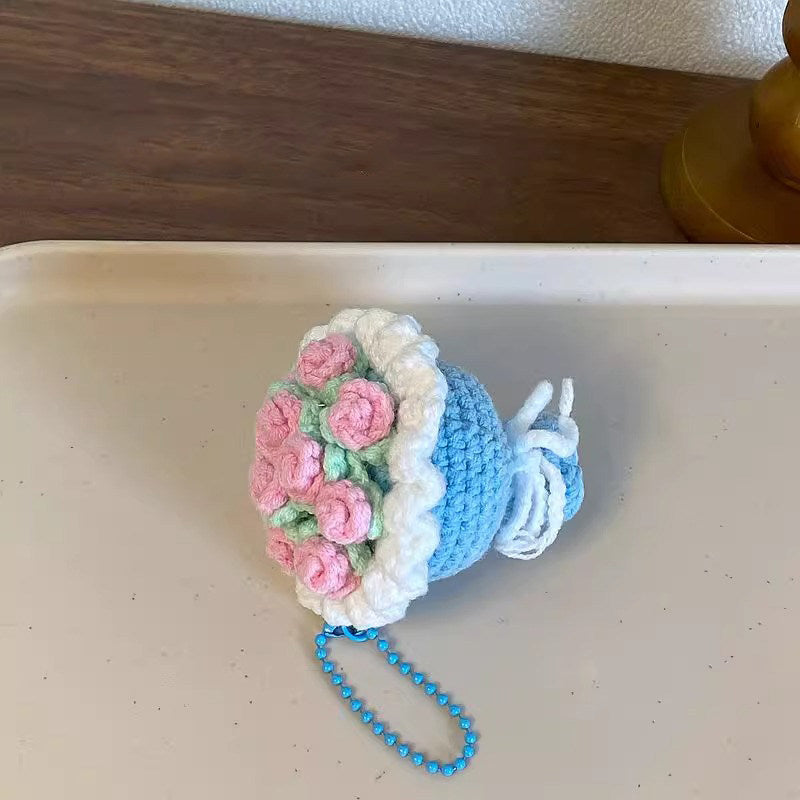 Mini bouquets, handmade crochet and knitted keychains, birthday gifts