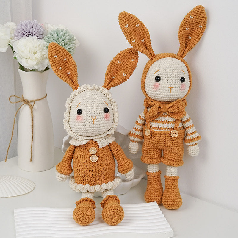 DIY Crochet Doll Kit Handmade Gift Yarn Doll Couple Rabbit for friend family