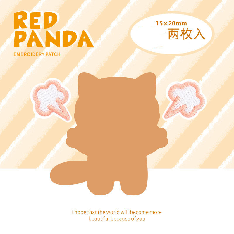 Cute Little Red Panda Head Embroidery Patch