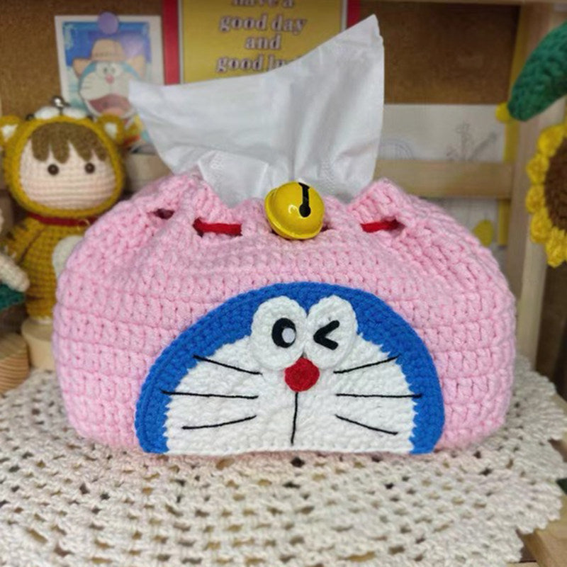 Puff Flower Strawberry Lily of the Valley Tissue Box Knitting DIY Material Kit Yarn Crochet Hook Tissue Box