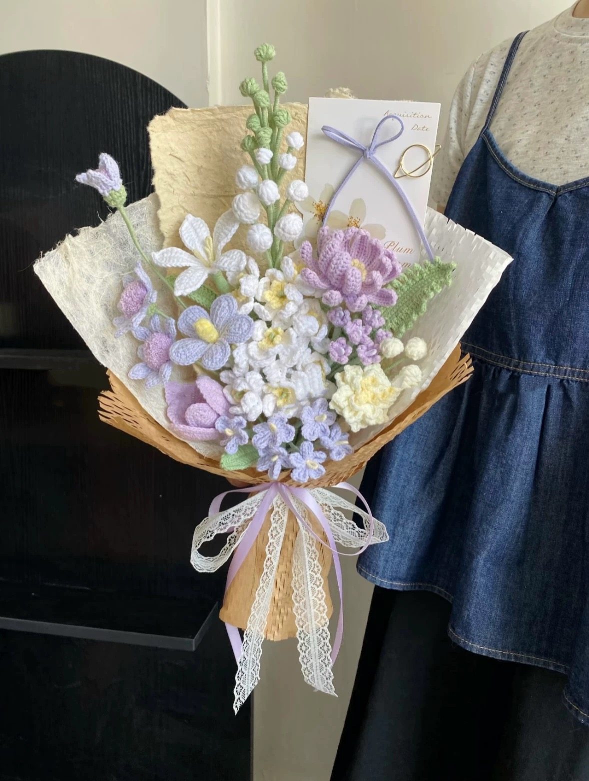 Handmade crochet diy jasmine rose yarn bouquet hand-made flower material package homemade gift