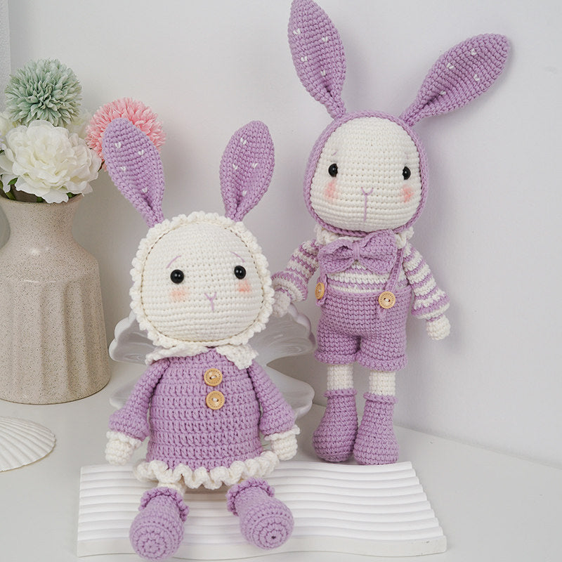 DIY Crochet Doll Kit Handmade Gift Yarn Doll Couple Rabbit for friend family
