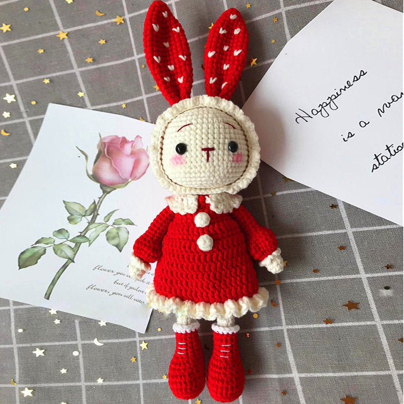 DIY Crochet Doll Kit Handmade Gift Yarn Doll Couple Rabbit for friend family