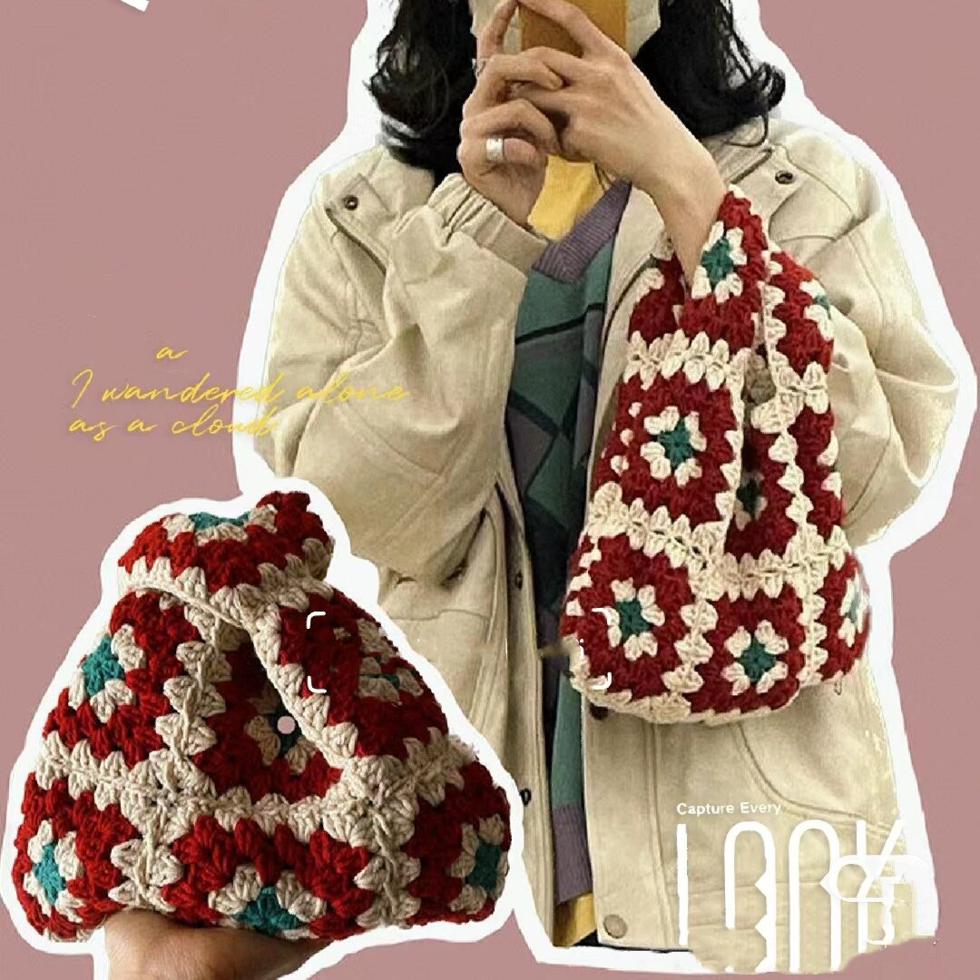 Star & Pompompurin Camellia Hand-Crocheted Bag — DIY Kit (Crochet Materials Pack) — Handmade Gift