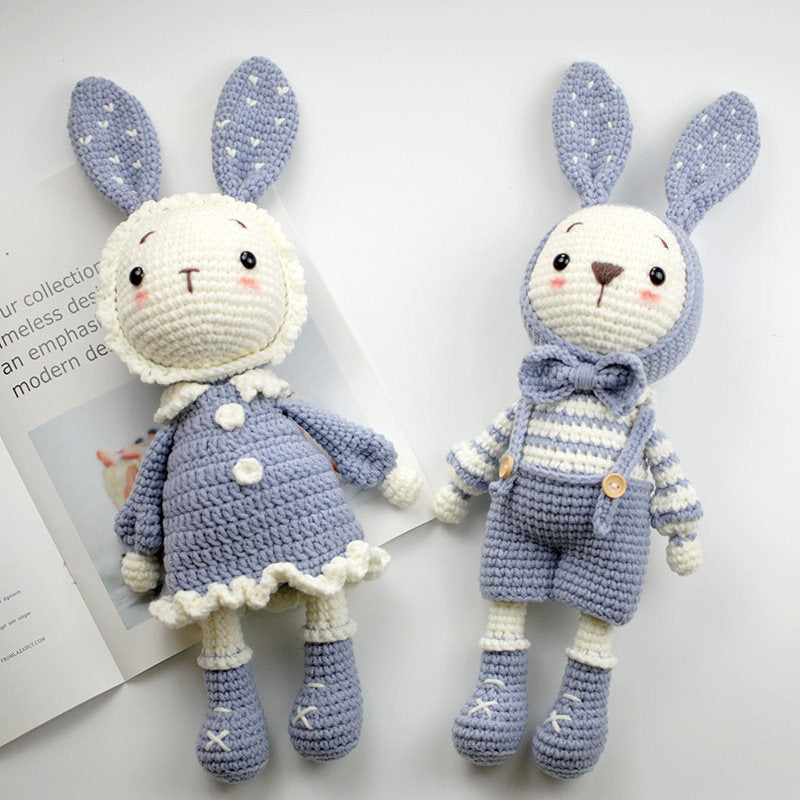 DIY Crochet Doll Kit Handmade Gift Yarn Doll Couple Rabbit for friend family