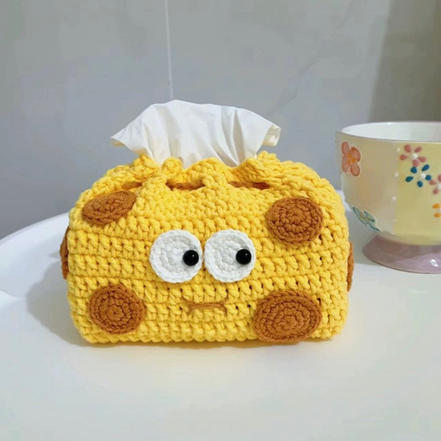 Puff Flower Strawberry Lily of the Valley Tissue Box Knitting DIY Material Kit Yarn Crochet Hook Tissue Box