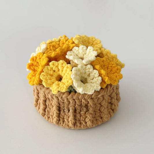 Daisy bouquet coaster DIY crochet kit with lily of the valley hand-knitted roses