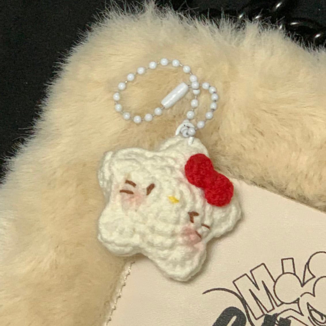 Small star bag charm keychain yarn hand-knitting DIY material kit for making Christmas gifts