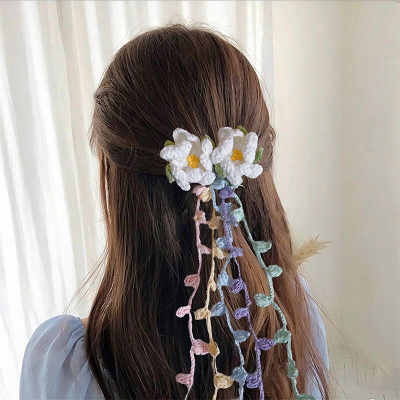 DIY Craft Kit for Hand-knitted Hair Accessories: Wisteria and Crape Myrtle Hair Ties