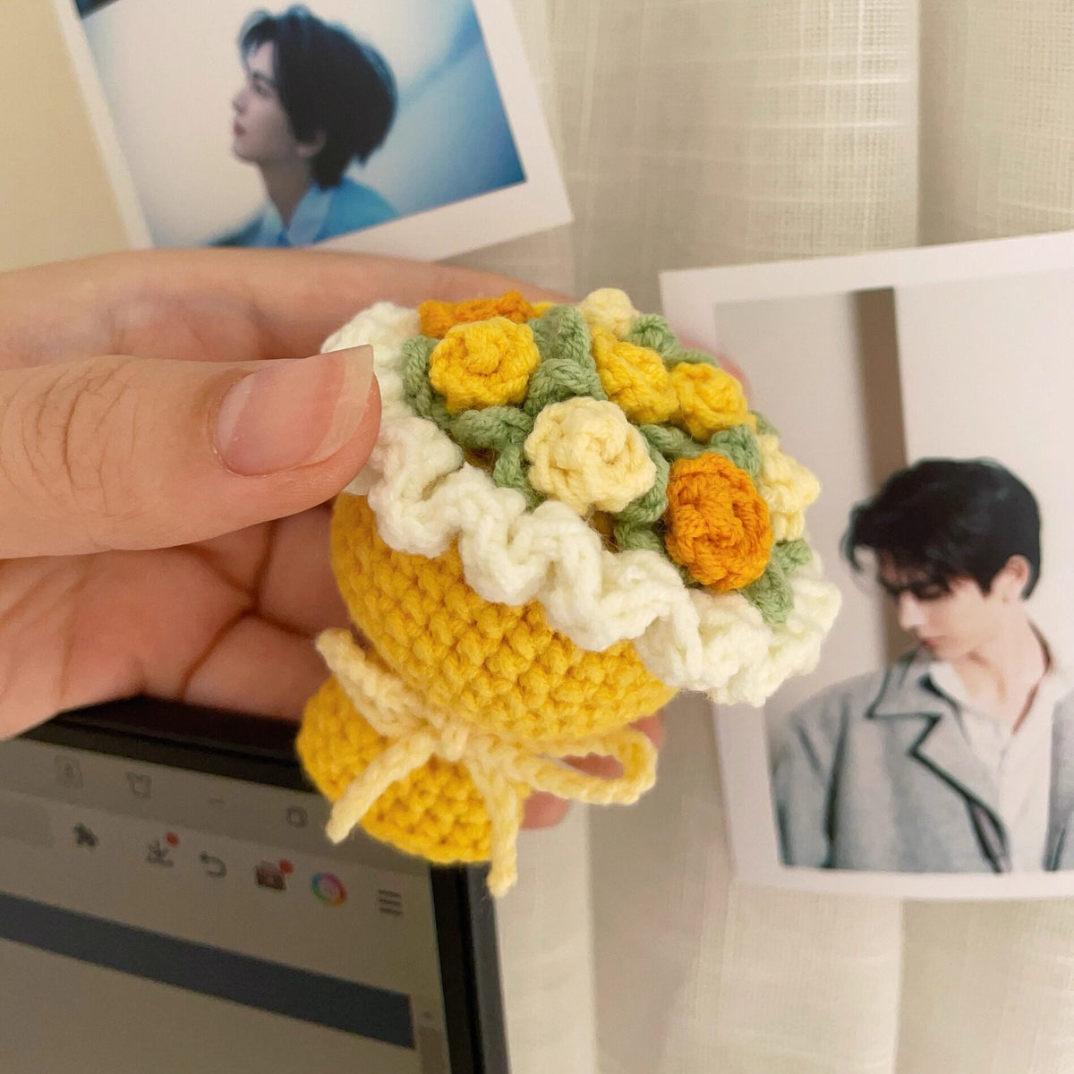 various colorful crocheted ice cream cones