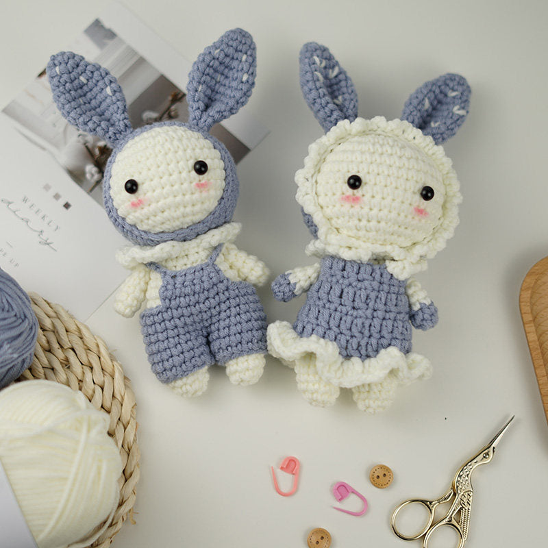 DIY Crochet Doll Kit Handmade Gift Yarn Doll Couple Rabbit for friend family