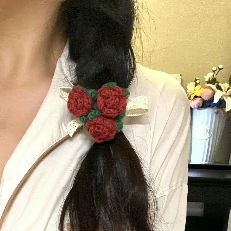 DIY Craft Kit for Hand-knitted Hair Accessories: Wisteria and Crape Myrtle Hair Ties