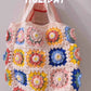 Camellia hand-knitted shoulder handbag diy material bag wool crochet granny bag gift homemade