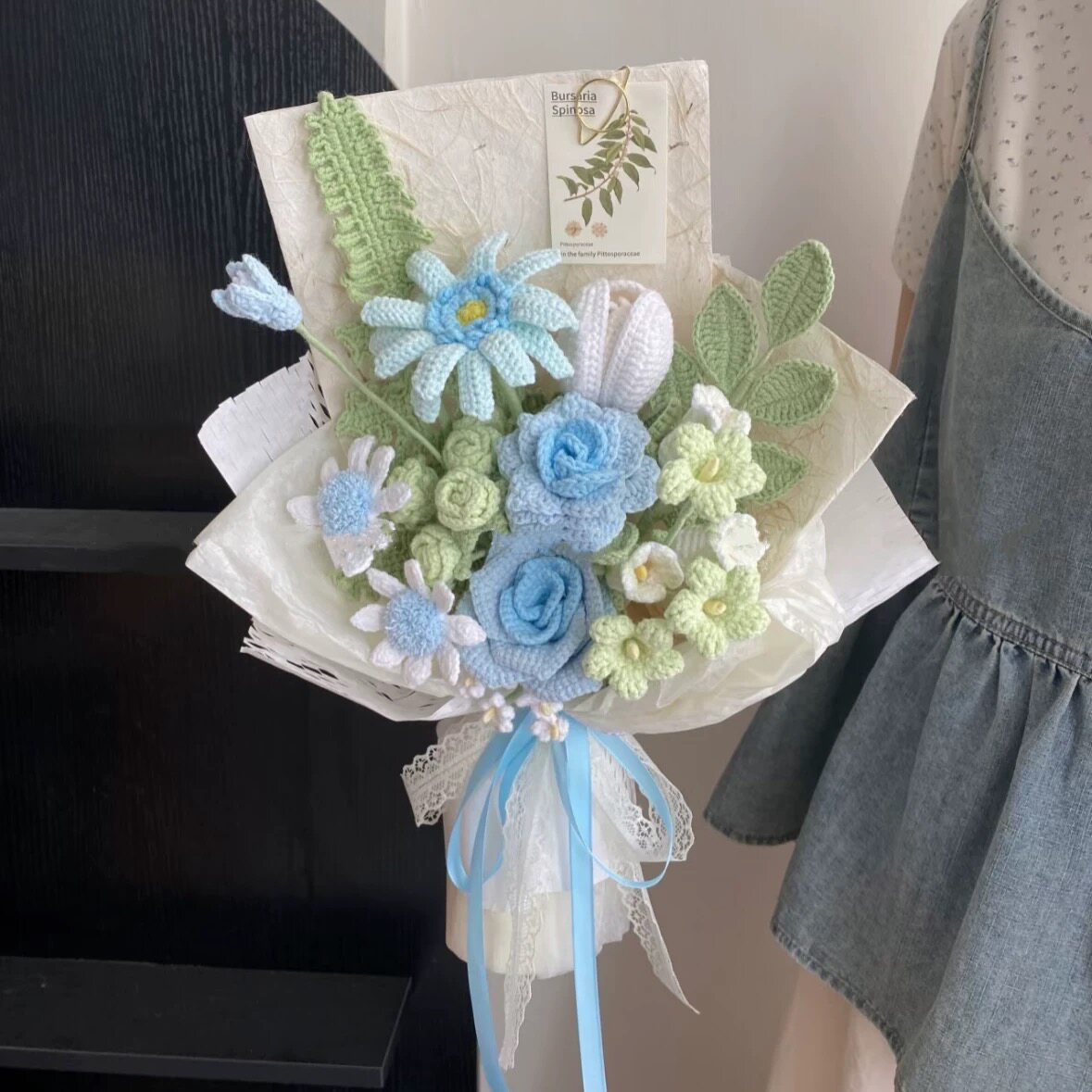 Handmade crochet diy jasmine rose yarn bouquet hand-made flower material package homemade gift