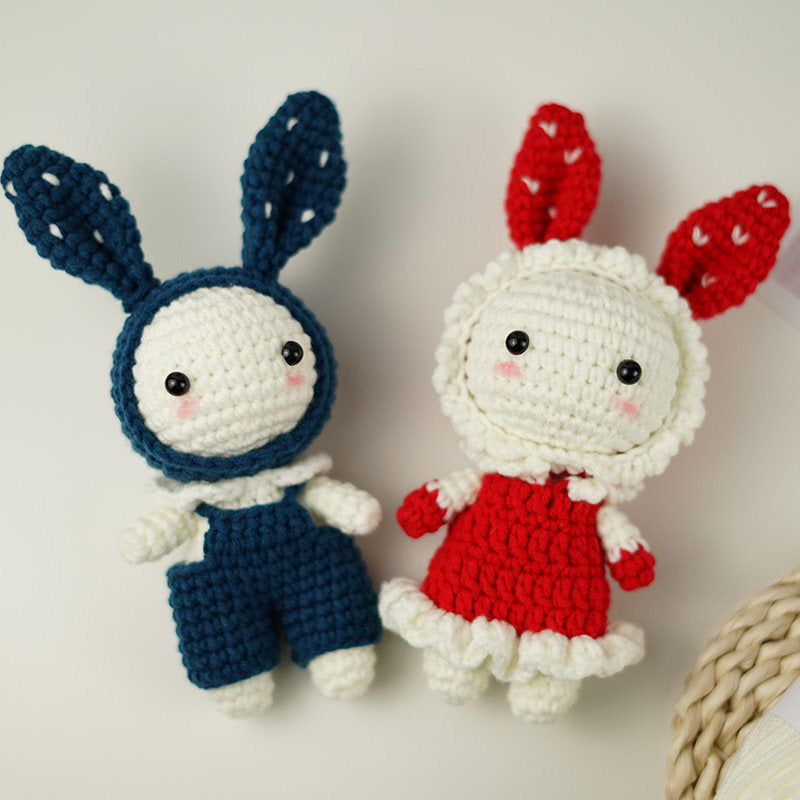 DIY Crochet Doll Kit Handmade Gift Yarn Doll Couple Rabbit for friend family