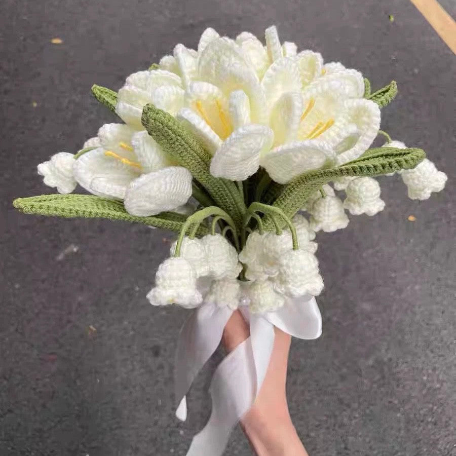 Handmade crochet diy jasmine rose yarn bouquet hand-made flower material package homemade gift