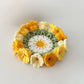 Daisy bouquet coaster DIY crochet kit with lily of the valley hand-knitted roses