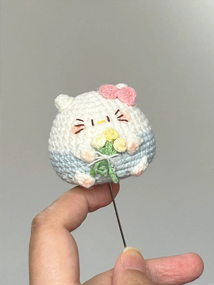 Cute doll keychain yarn handmade knitting DIY material kit crochet handmade gift