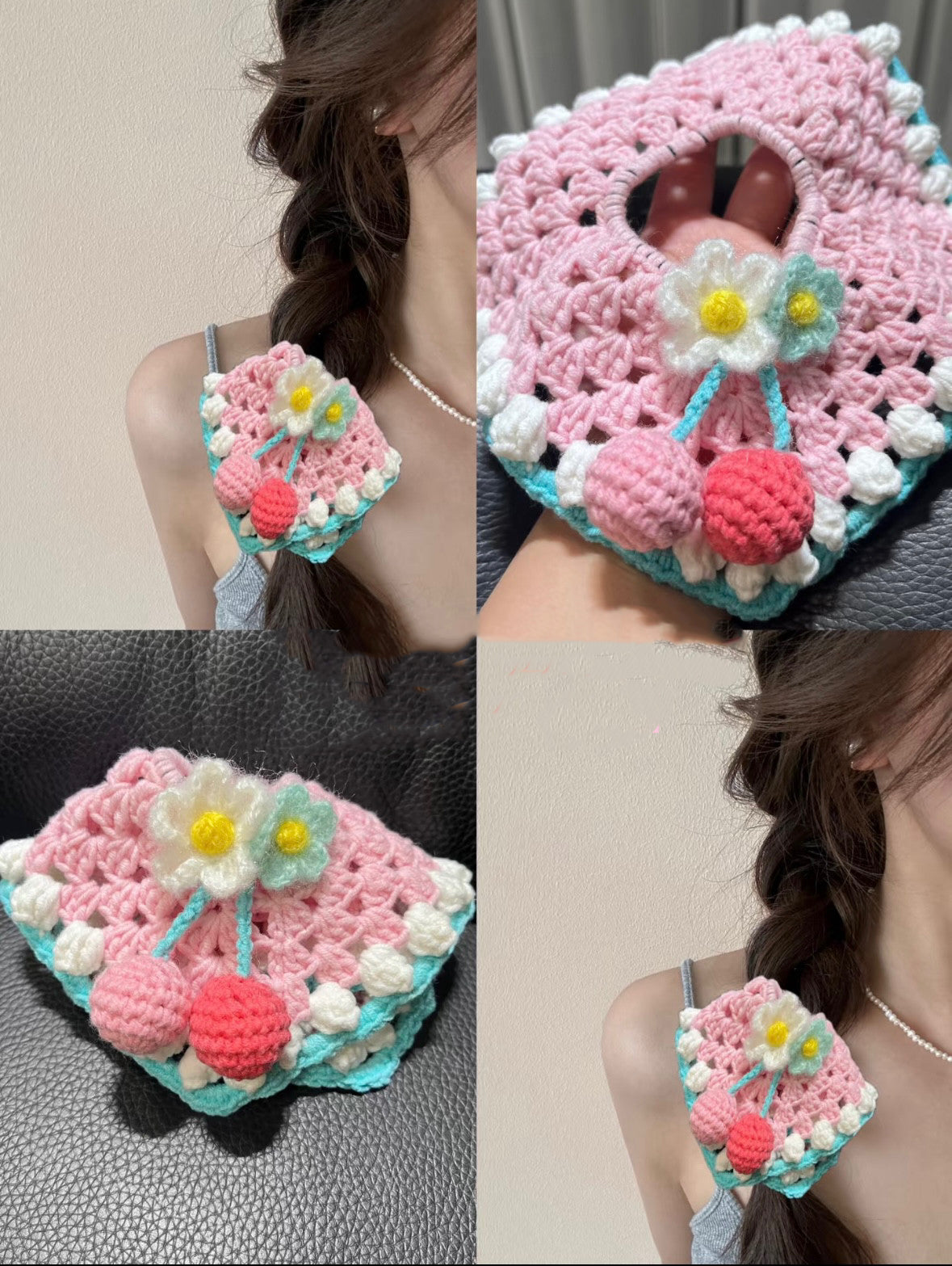 DIY Craft Kit for Hand-knitted Hair Accessories: Wisteria and Crape Myrtle Hair Ties