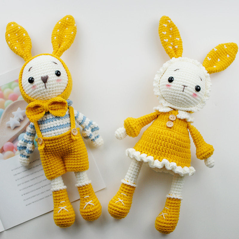 DIY Crochet Doll Kit Handmade Gift Yarn Doll Couple Rabbit for friend family