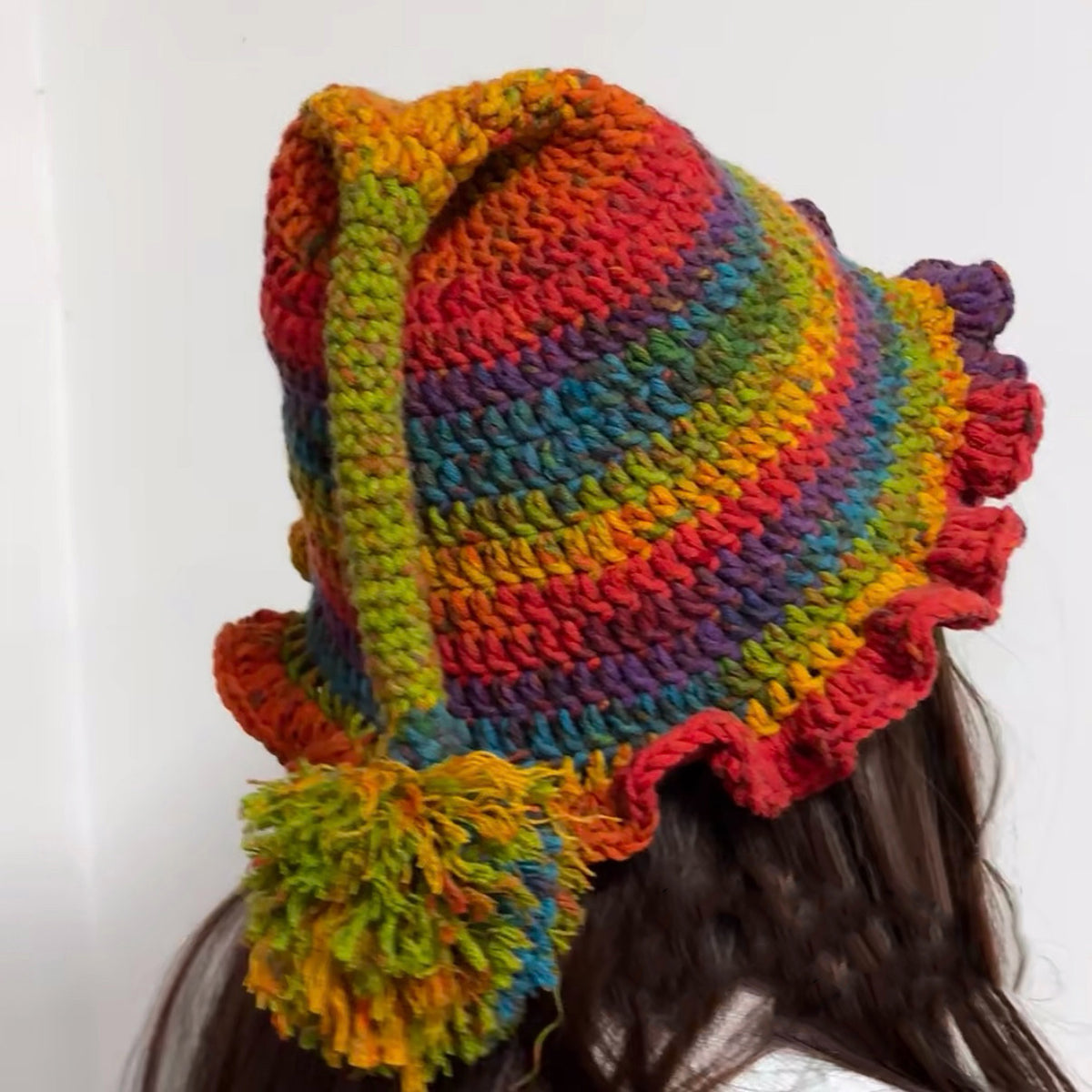 Snowflake Hand-knitted 8-strand variegated yarn DIY handmade elf hat crochet autumn and winter hand-knitted scarf