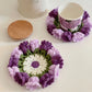 Daisy bouquet coaster DIY crochet kit with lily of the valley hand-knitted roses