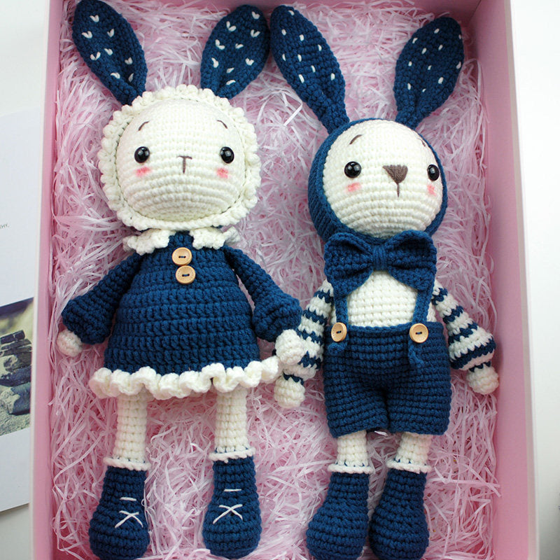 DIY Crochet Doll Kit Handmade Gift Yarn Doll Couple Rabbit for friend family