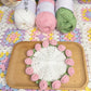 Mini rose bouquet blanket coaster yarn crochet DIY knitting kit