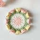 Daisy bouquet coaster DIY crochet kit with lily of the valley hand-knitted roses
