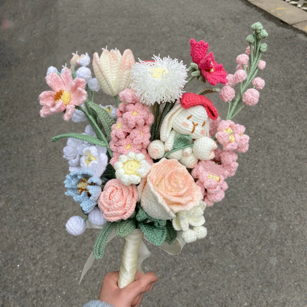 Handmade crochet diy jasmine rose yarn bouquet hand-made flower material package homemade gift