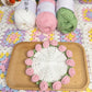 Mini rose bouquet blanket coaster yarn crochet DIY knitting kit