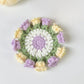 Daisy bouquet coaster DIY crochet kit with lily of the valley hand-knitted roses