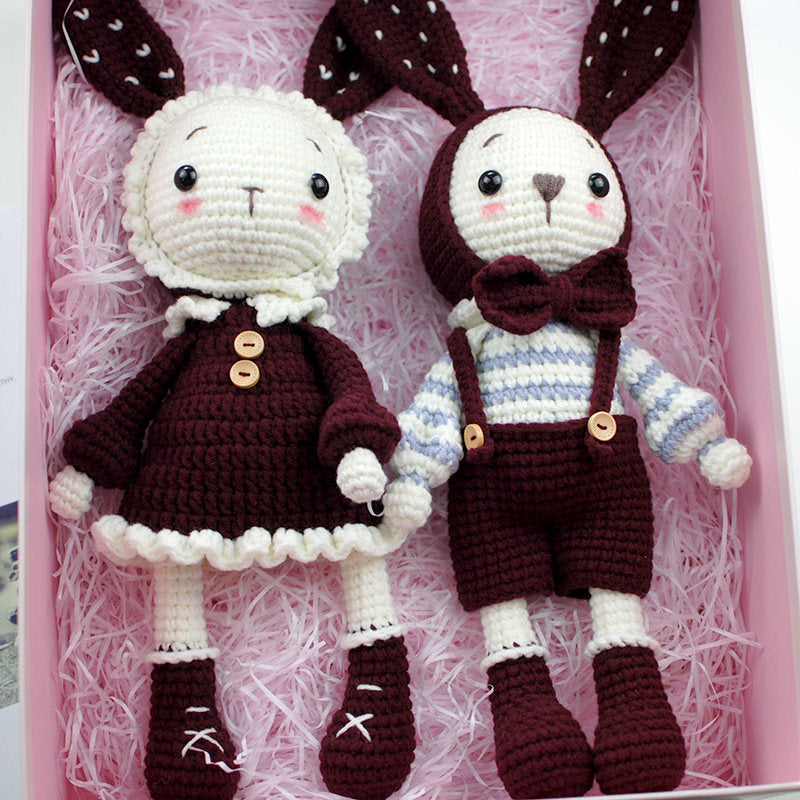 DIY Crochet Doll Kit Handmade Gift Yarn Doll Couple Rabbit for friend family