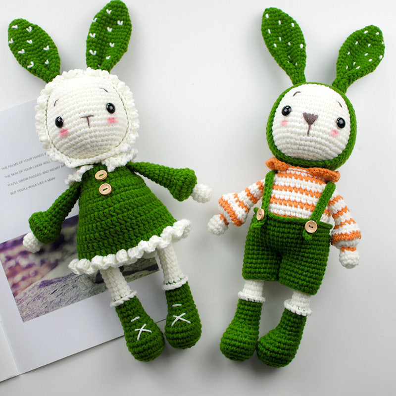 DIY Crochet Doll Kit Handmade Gift Yarn Doll Couple Rabbit for friend family