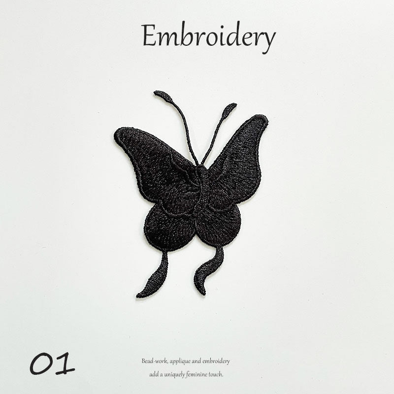Black Butterfly Embroidery Patch