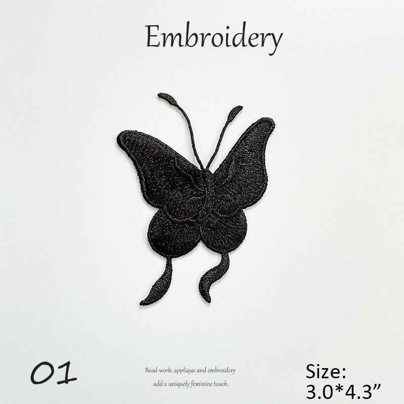 Black Butterfly Embroidery Patch
