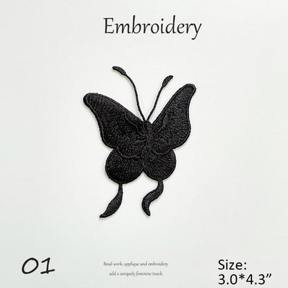Black Butterfly Embroidery Patch