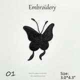Black Butterfly Embroidery Patch