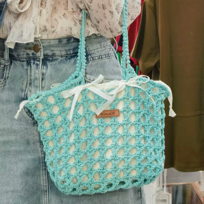 DIY Crochet Summer Floral Wedding Openwork Bag Small Round Yarn Shoulder Bag Knitting DIY Material Kit