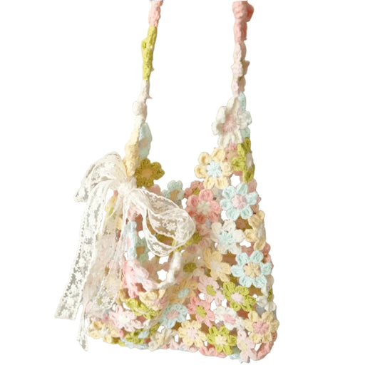 Hand-Knitted Wool Bag DIY Kit — Xuefeier Floral Shoulder Bag (Crochet Materials Pack) — A Perfect Gift
