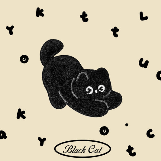 Cartoon Black Cat Embroidery Patch