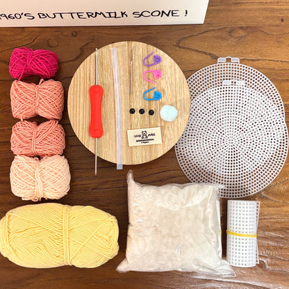 Piggy and Bear Desktop Organizer - DIY Craft Kit with Crochet and Knitting Materials.