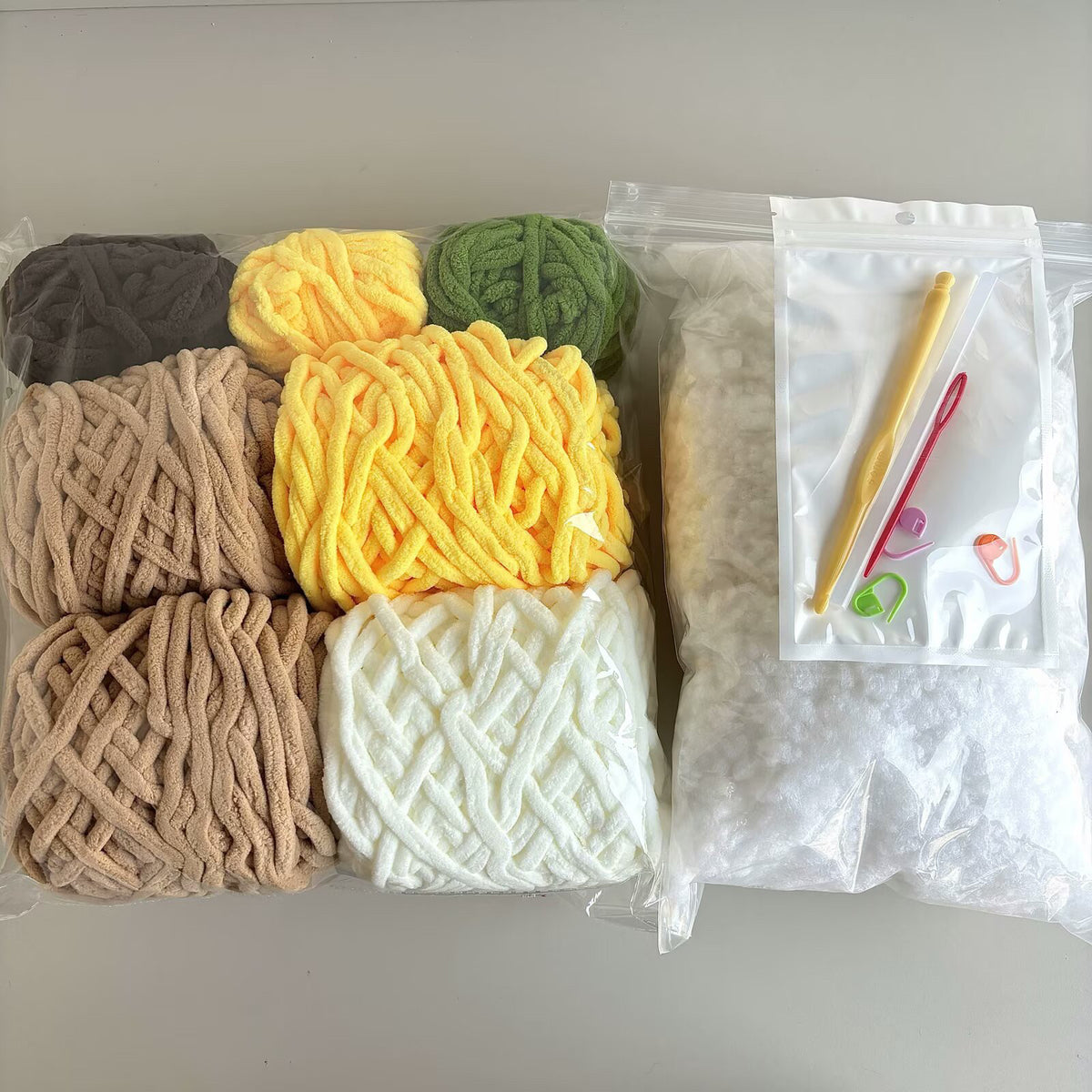 DIY Crochet Sunflower Bouquet Kit with Ice Strip Yarn and Hooks - Handmade Gift