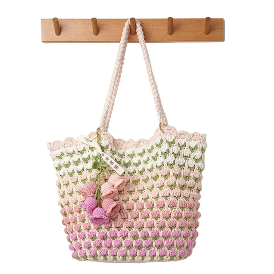 Large Gradient Tulip Handbag DIY Crochet Kit Gift