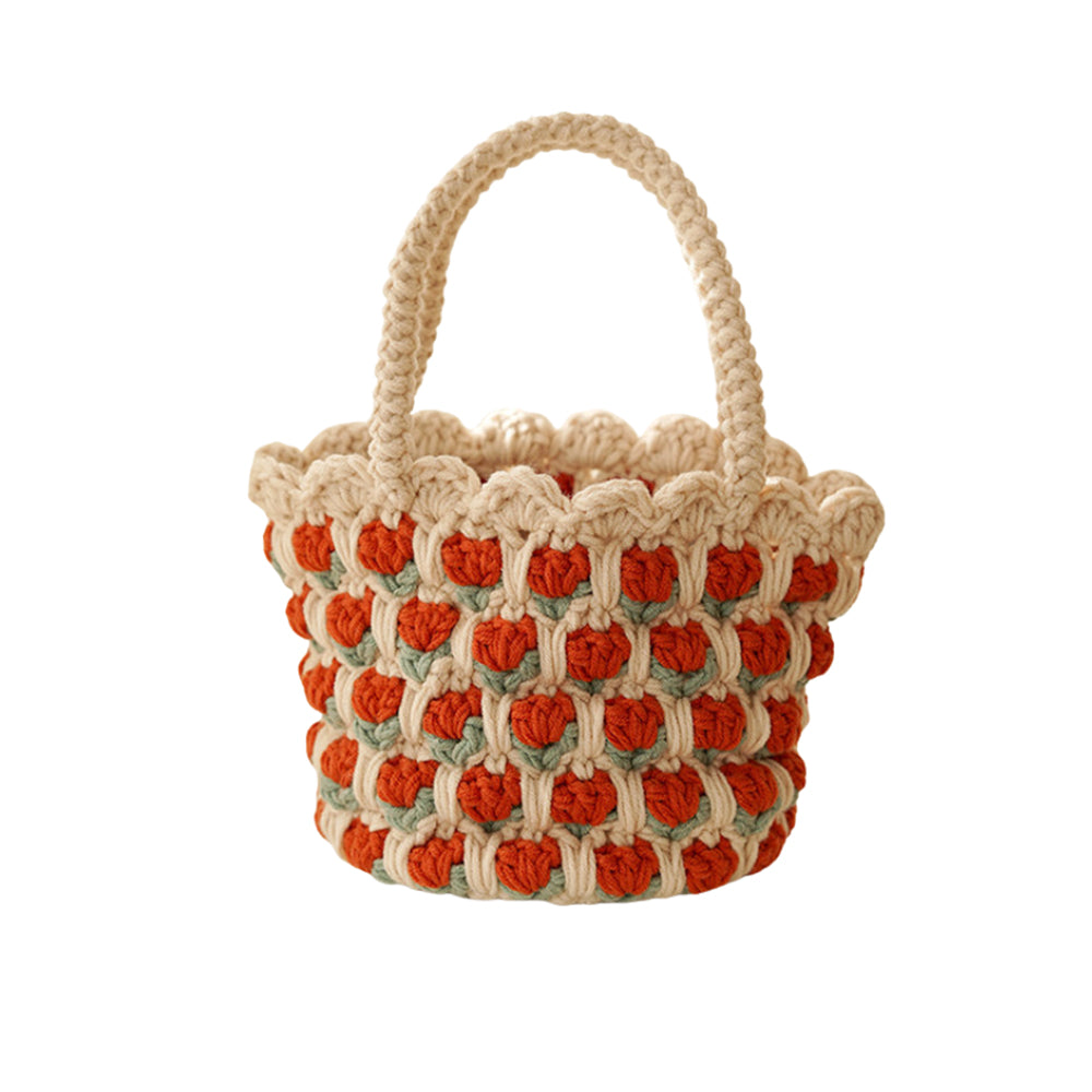 Tulip-shaped hand-knitted bag, crocheted bag, DIY material kit, homemade gift