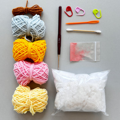 Cute little star pendant, handmade yarn, DIY crochet kit, crochet doll gift.