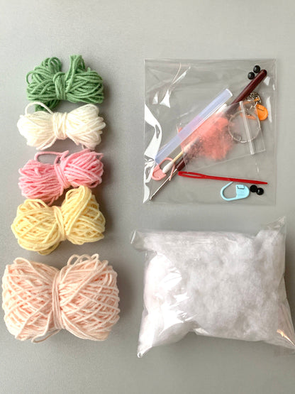 Spring Outing Pig Knitting DIY Material Kit, Handmade Yarn Crochet, Cute Little Pig Pendant Keychain, Girlfriend Gift