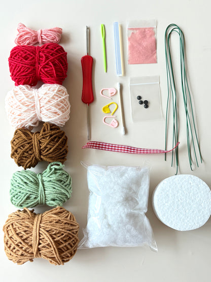 Flower Pig Potted Plant Milk Cotton Cute Doll DIY Craft Yarn Knitting Material Kit Gift
